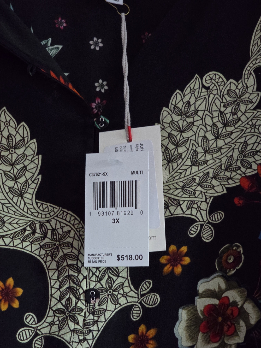 Johnny Was 3XLBoho Black Floral Printed Maxi Dress with Gold & Turquoise Accents - Picture 5 of 10